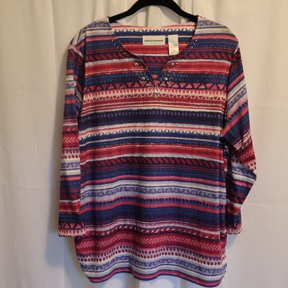 Alfred Dunner Pullover Women Size L Multicolor Blouse - Picture 4 of 14